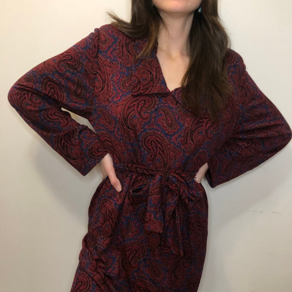 1960s Vintage Paisley Print Wrap Dress